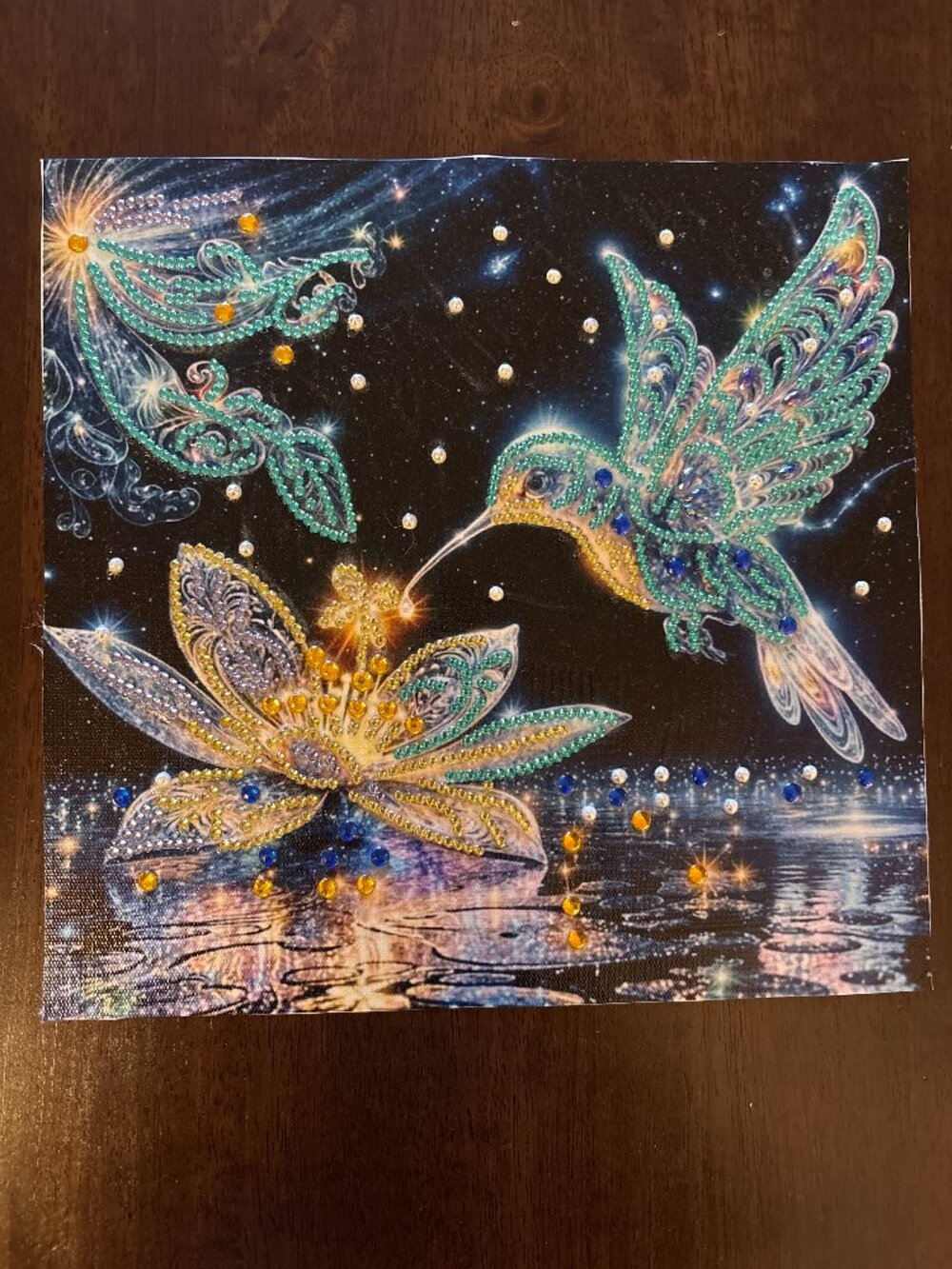 Teal Hummingbird Diamond Art Painting - Unframed - 10"x10"